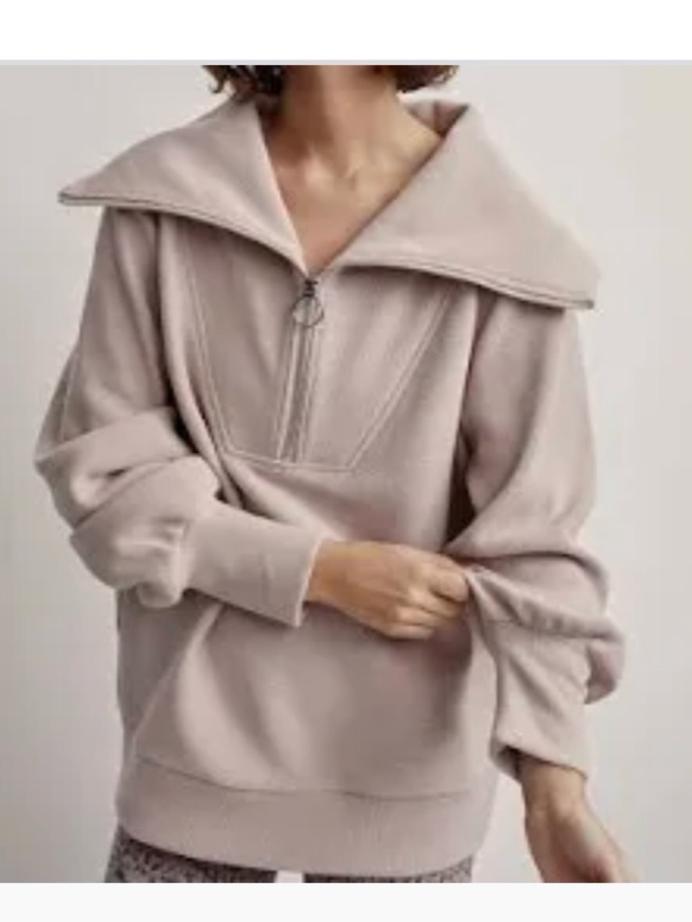 Varley S vine half zip taupe Half-Zip cotton blend quiet luxury sporty Sweatshir